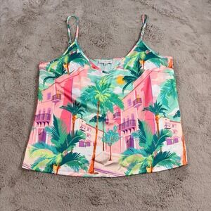 Seven Fully Fashioned Tropical Print‎ Cami Top US 16 Palm Tree Sleeveless Beach